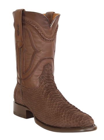 Wild West 269IN5707 Men's Nubuck Brown Genuine Python Roper Toe Cowboy Boots