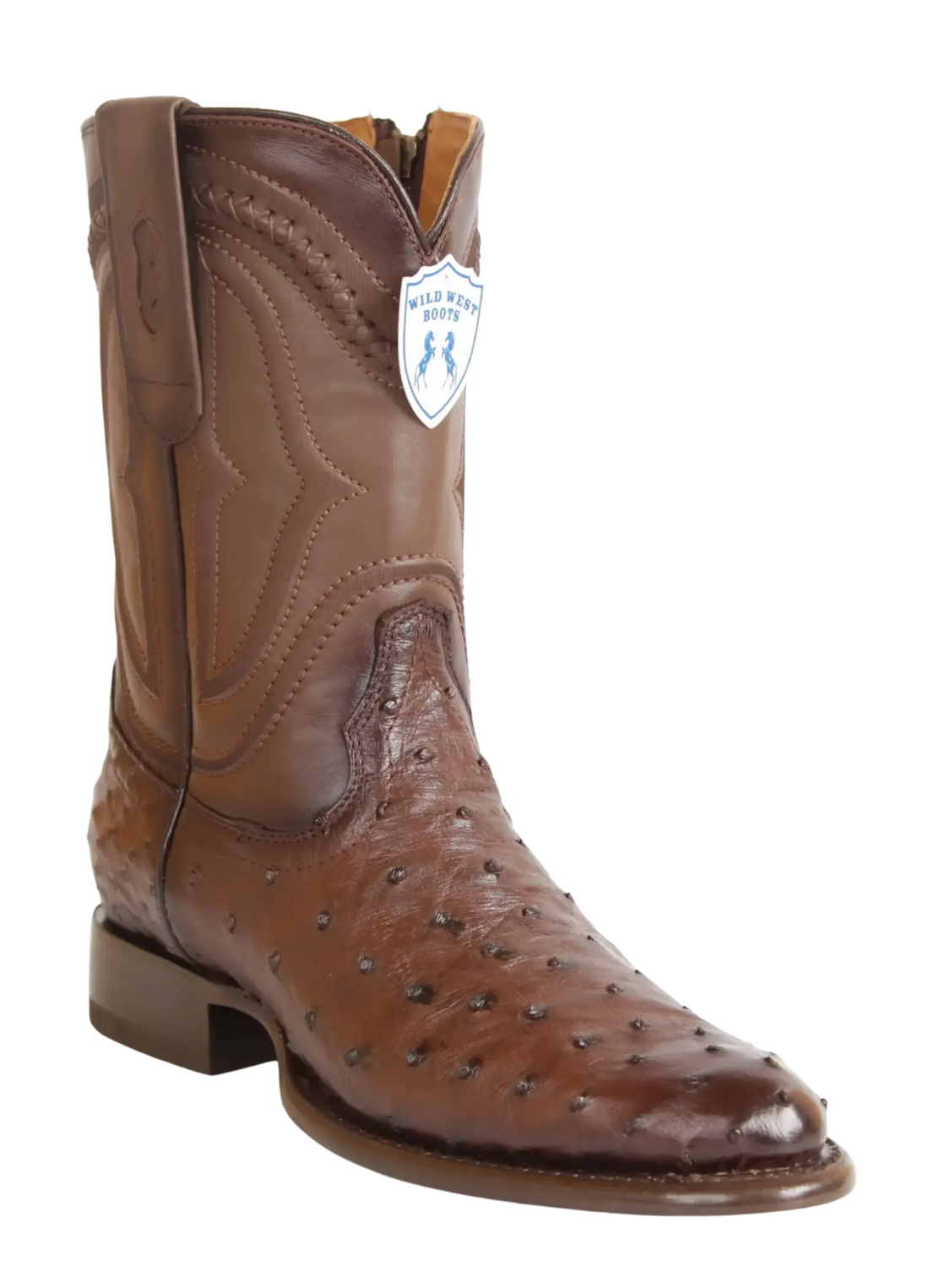 Wild West 269IZ0316 Men's Faded Brown Genuine Ostrich Roper Toe Cowboy Boots