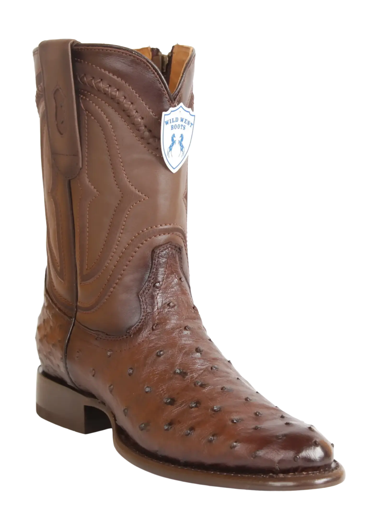 Wild West 269IZ0316 Men's Faded Brown Genuine Ostrich Roper Toe Cowboy Boots
