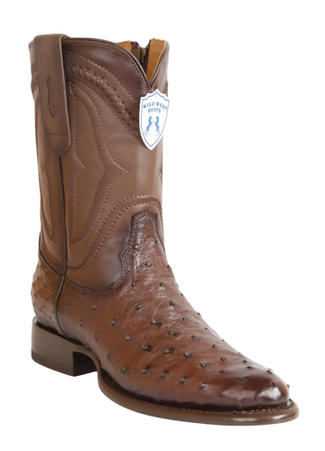 Wild West 269IZ0316 Men's Faded Brown Genuine Ostrich Roper Toe Cowboy Boots