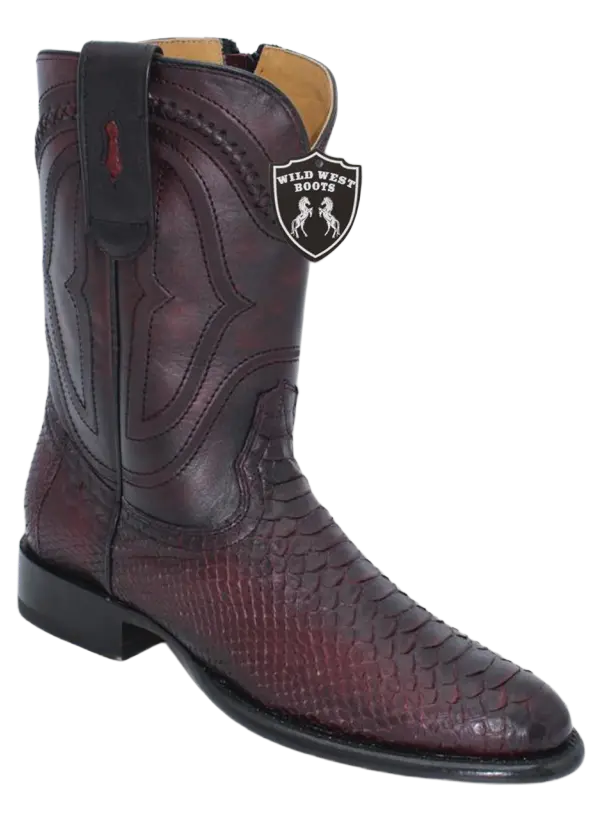 Wild West 269IZ5718 Men's Black Cherry Genuine Python Roper Toe Cowboy Boots