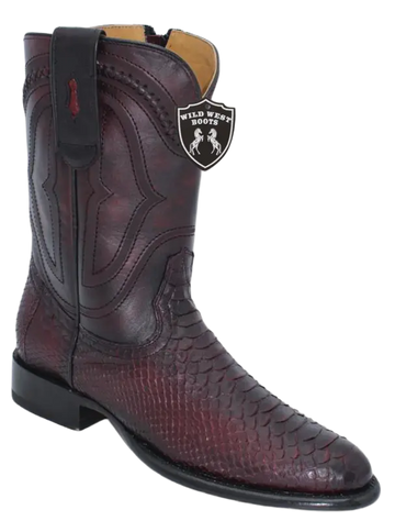 Wild West 269IZ5718 Men's Black Cherry Genuine Python Roper Toe Cowboy Boots