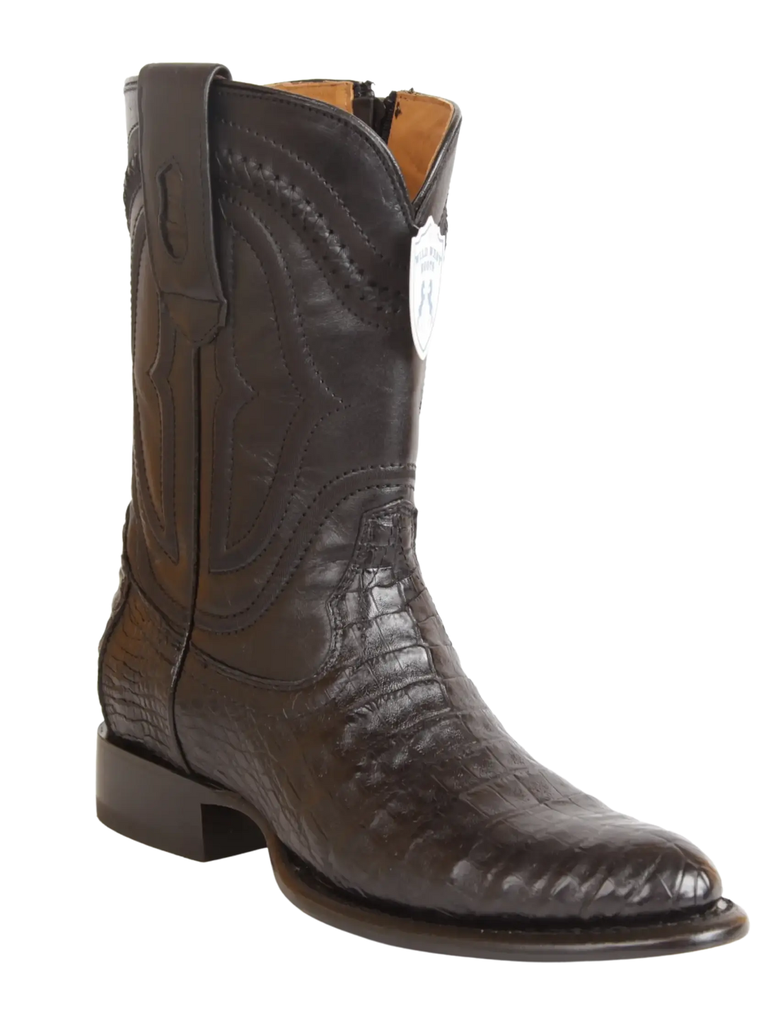 Wild West 269IZ8205 Men's Black Genuine Caiman Belly Roper Toe Cowboy Boots