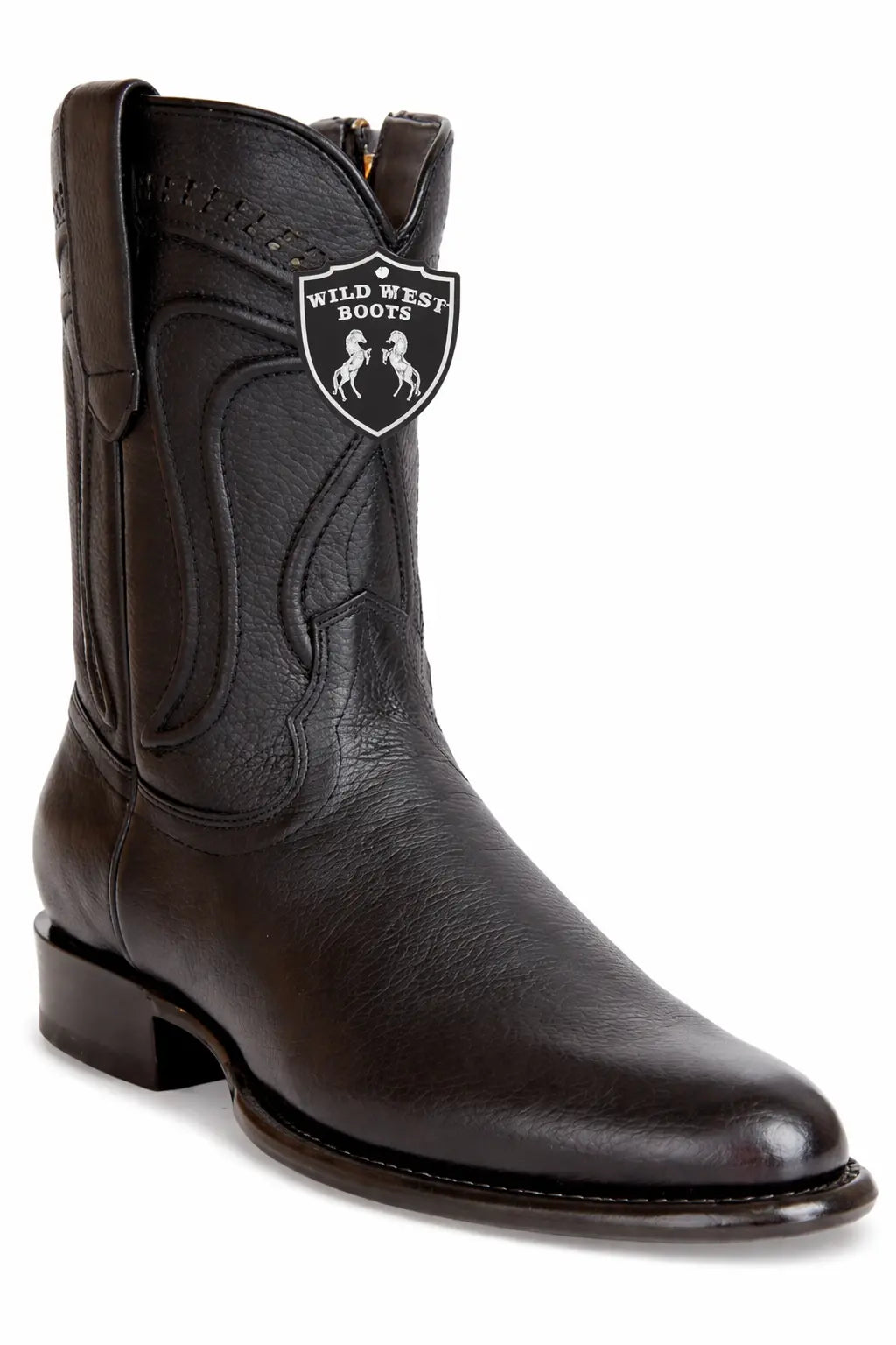 Wild West 269Z2705 Men's Black Genuine Leather Roper Toe Cowboy Boots