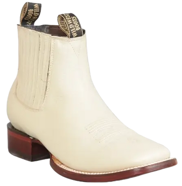 Wild West 282BM2704 Women's Winter White Genuine Leather Ranch Toe Short Boots