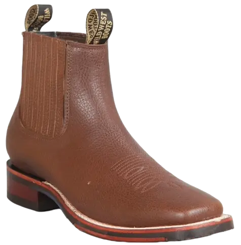 Wild West 2826BM2707 Women's Brown Genuine Leather Ranch Toe Short Boots