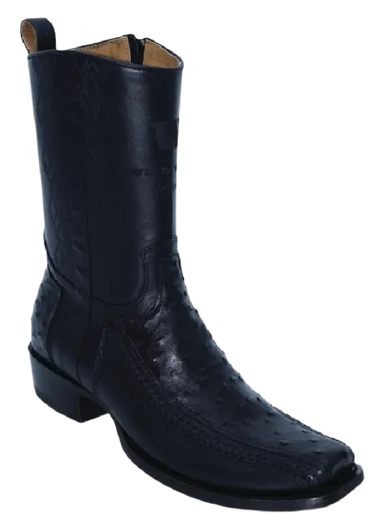 Wild West 274BFH0305 Women's Black Genuine Ostrich/Leather Cutter Toe Dubai Boots