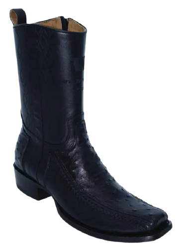 Wild West 274BFH0305 Women's Black Genuine Ostrich/Leather Cutter Toe Dubai Boots