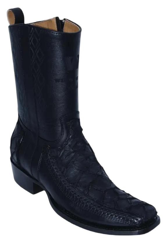 Wild West 274BFH1005 Women's Black Genuine Pirarucu/Leather Cutter Toe Dubai Boots