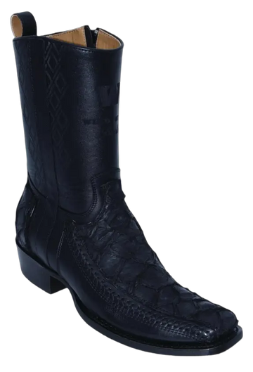 Wild West 274BFH1005 Women's Black Genuine Pirarucu/Leather Cutter Toe Dubai Boots