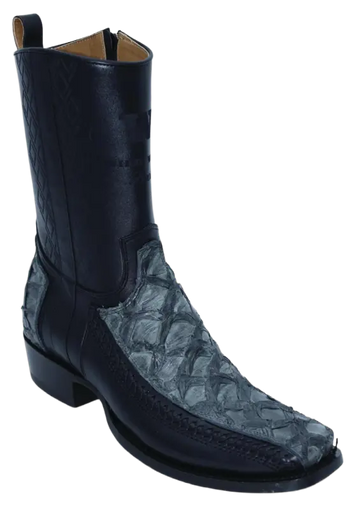 Wild West 274BFH1009 Women's Black Gray Genuine Pirarucu/Leather Cutter Toe Dubai Boots