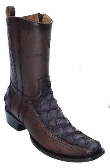 Wild West 274BFH1059 Women's Faded Tobacco Genuine Pirarucu/Leather Cutter Toe Dubai Boots