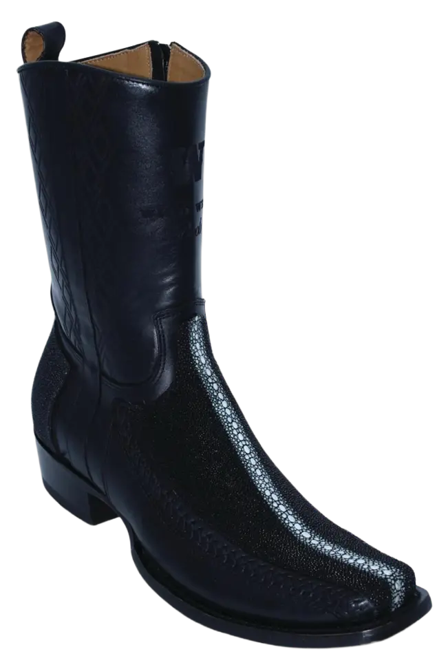 Wild West 274BFH1105 Women's Black Genuine Rowstone Stingray/Leather Cutter Toe Dubai Boots