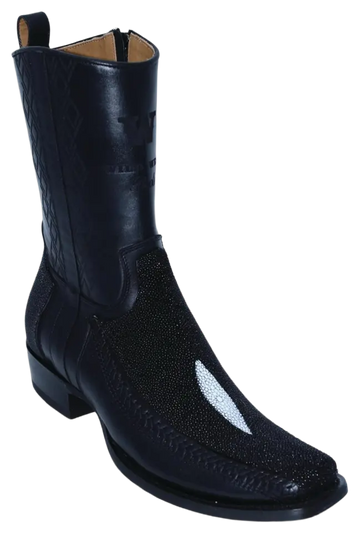 Wild West 274BFH1205 Women's Black Genuine Single Stone Stingray/Leather Cutter Toe Dubai Boots