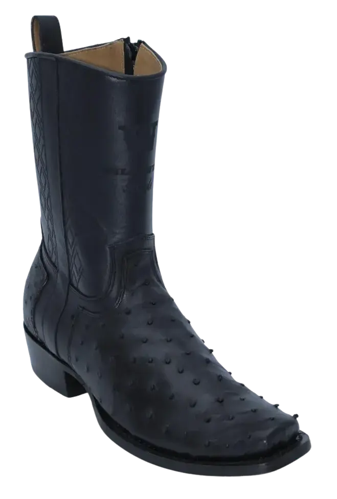 Wild West 274BH0305 Women's Black Genuine Ostrich Cutter Toe Dubai Boots