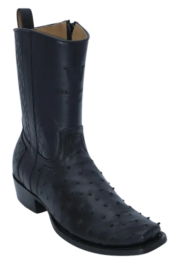 Wild West 274BH0305 Women's Black Genuine Ostrich Cutter Toe Dubai Boots