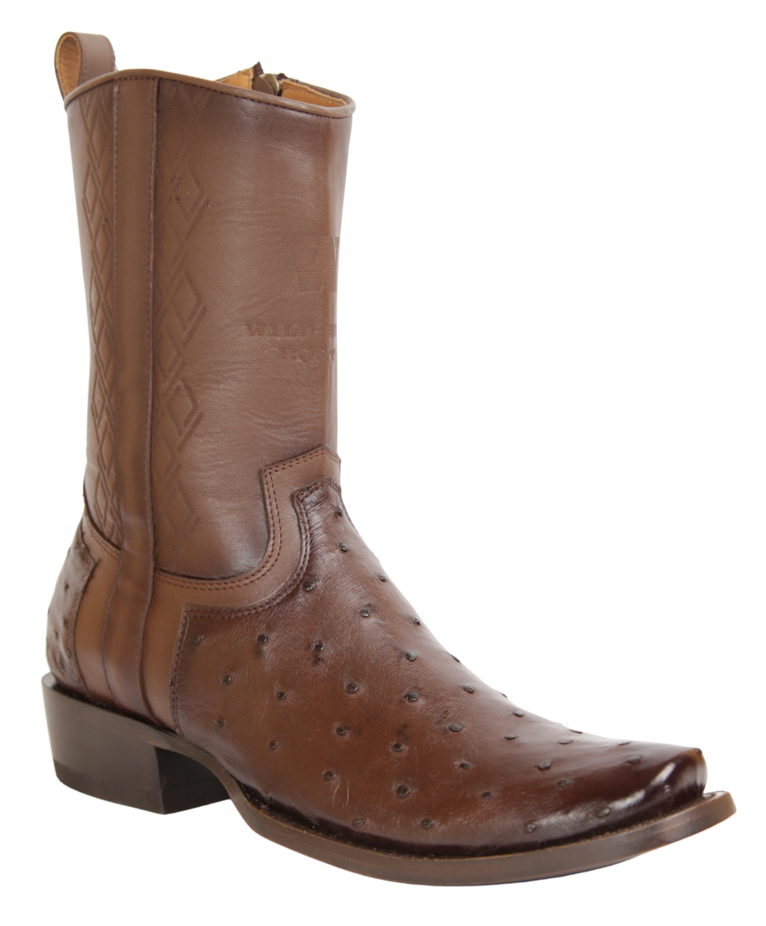 Wild West 274BH0316 Women's Faded Brown Genuine Ostrich Cutter Toe Dubai Boots
