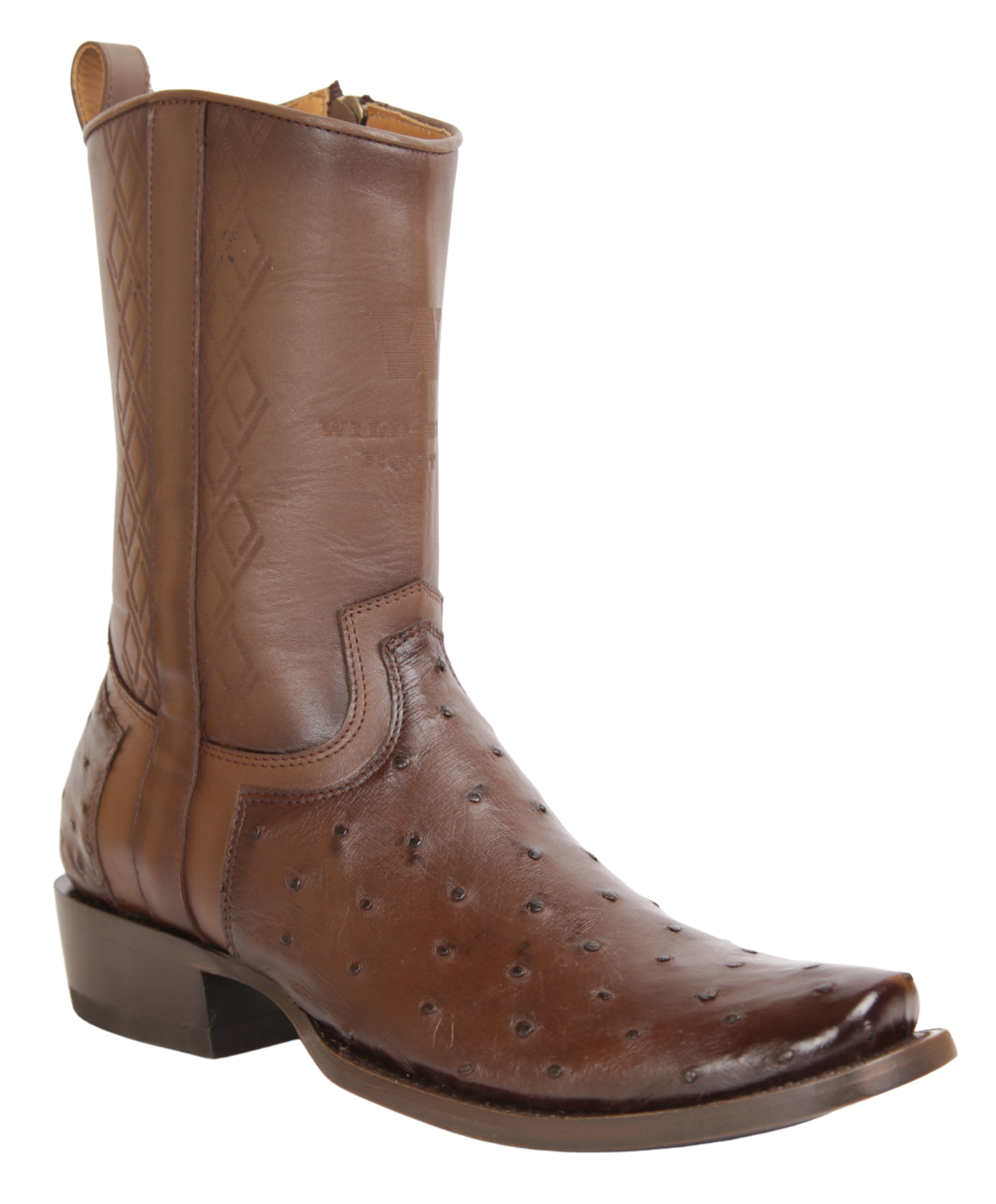 Wild West 274BH0316 Women's Faded Brown Genuine Ostrich Cutter Toe Dubai Boots