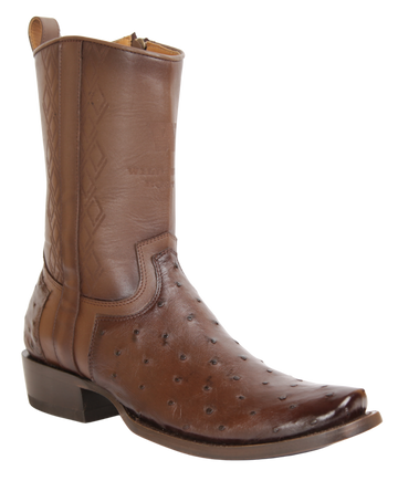 Wild West 274BH0316 Women's Faded Brown Genuine Ostrich Cutter Toe Dubai Boots
