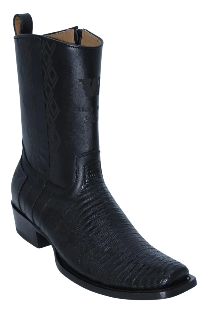 Wild West 274BH0705 Women's Black Genuine Teju Lizard Cutter Toe Dubai Boots