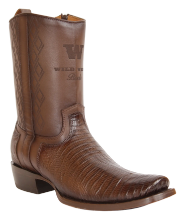 Wild West 274BH0716 Women's Faded Brown Genuine Teju Lizard Cutter Toe Dubai Boots