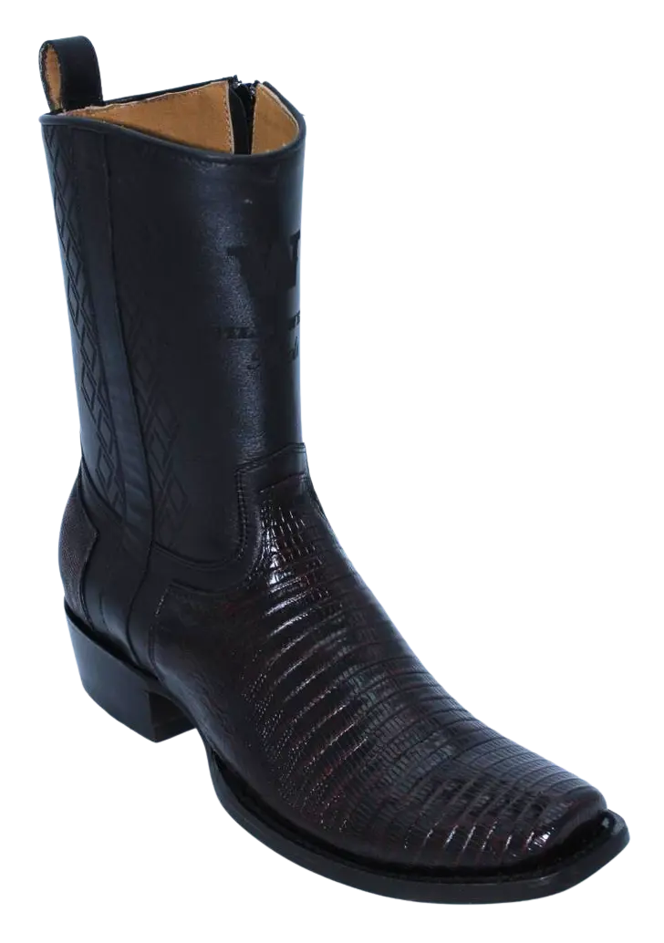 Wild West 274BH0718 Women's Black Cherry Genuine Teju Lizard Cutter Toe Dubai Boots
