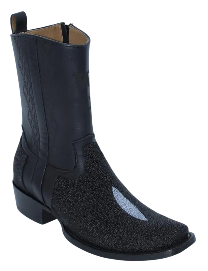Wild West 274BH1205 Women's Black Genuine Single Stone Stingray Cutter Toe Dubai Boots