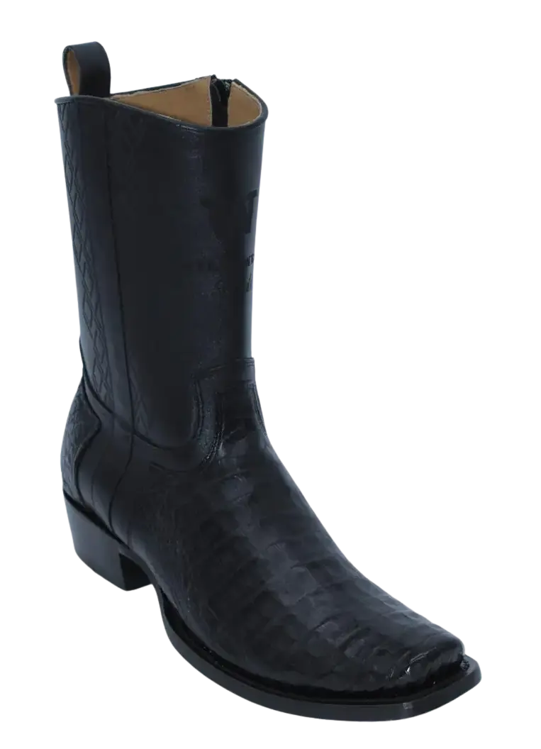 Wild West 274BH8205 Women's Black Genuine Caiman Crocodile Belly Cutter Toe Dubai Boots