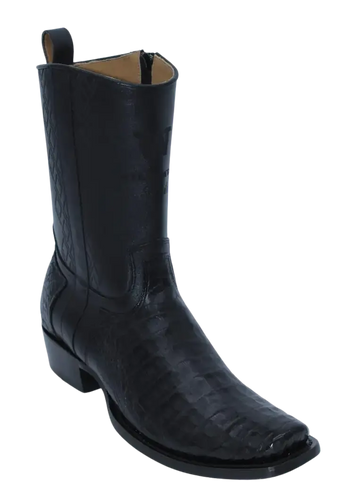 Wild West 274BH8205 Women's Black Genuine Caiman Crocodile Belly Cutter Toe Dubai Boots
