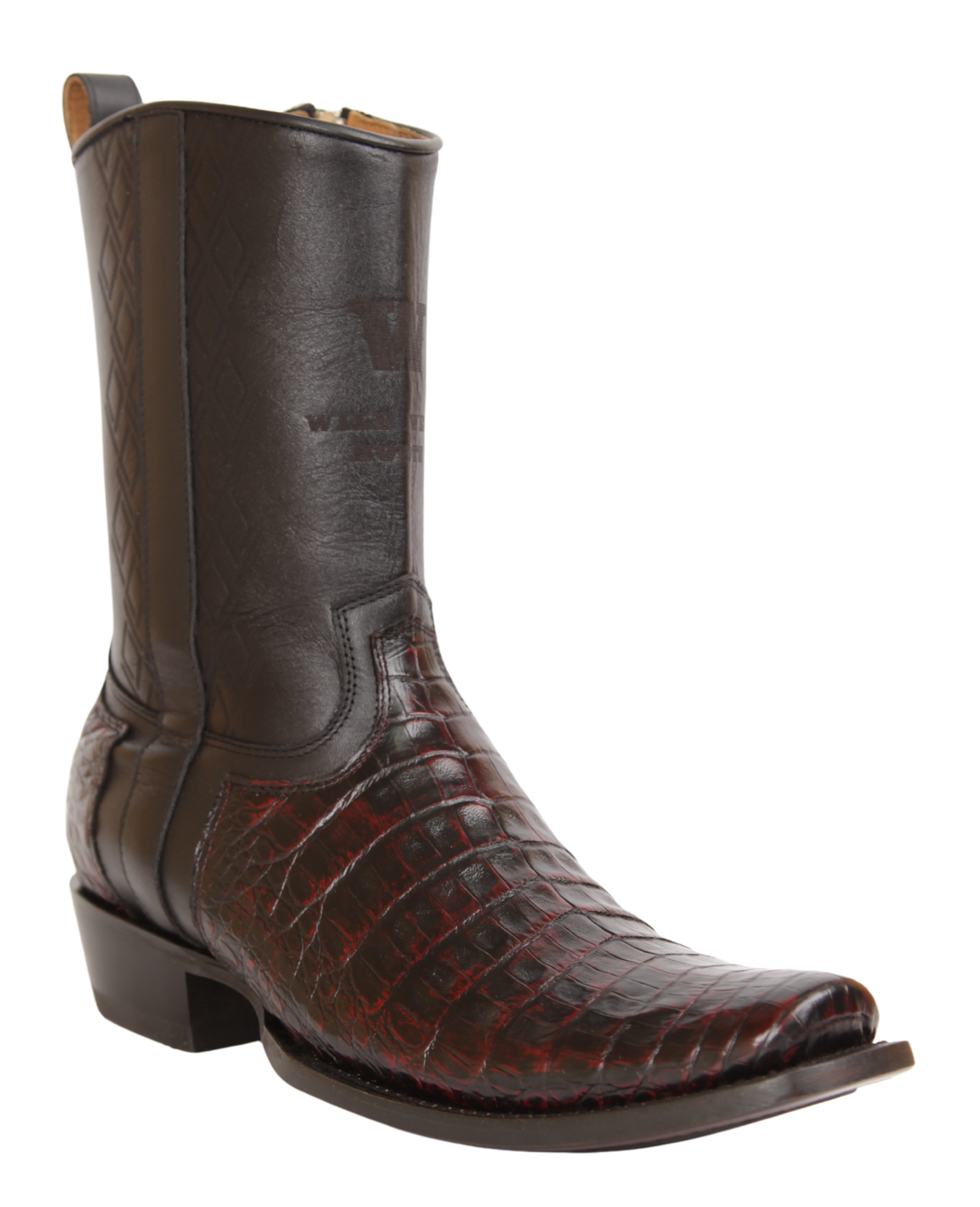 Wild West 274BH8218 Women's Black Cherry Genuine Caiman Crocodile Belly Cutter Toe Dubai Boots