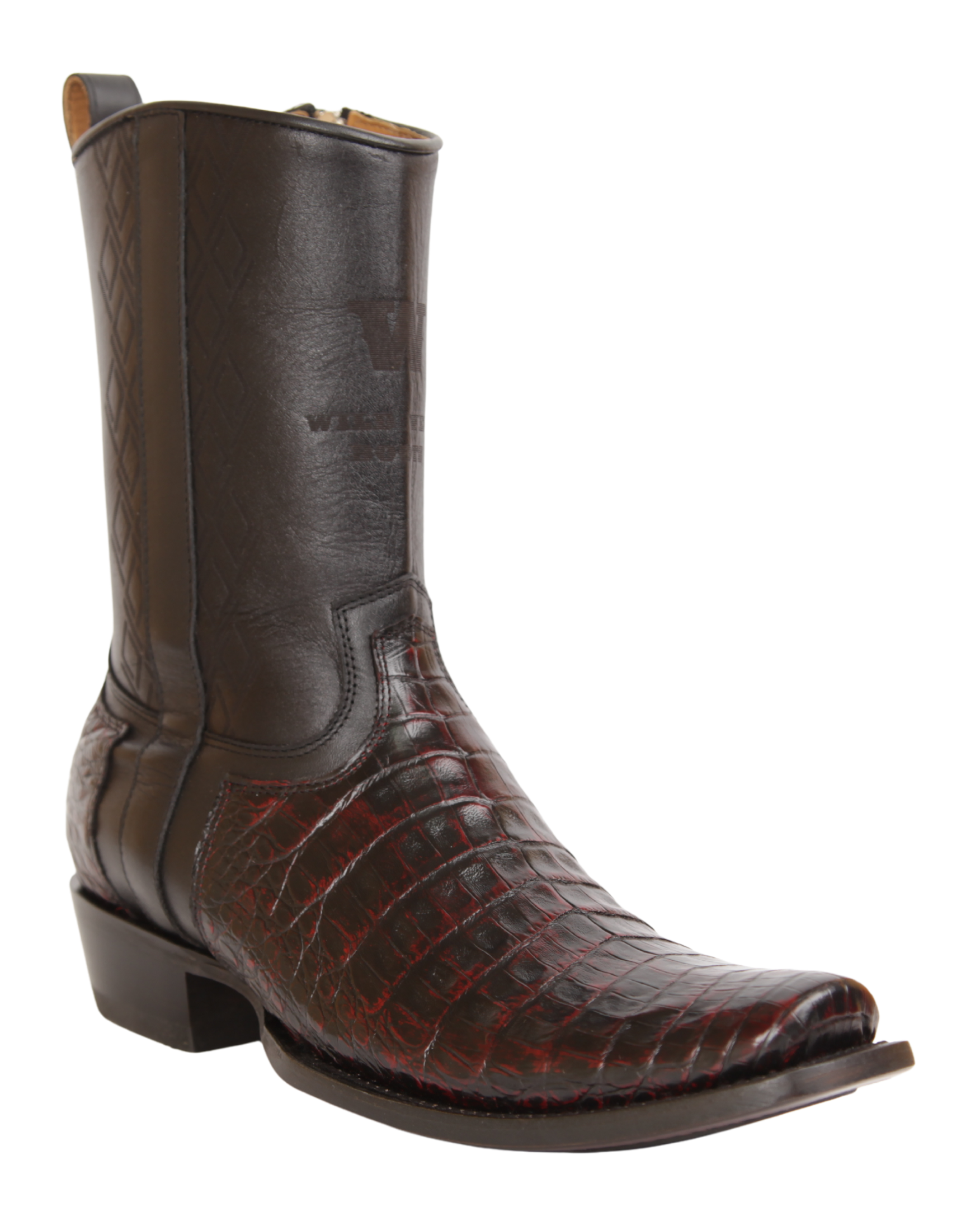 Wild West 274BH8218 Women's Black Cherry Genuine Caiman Crocodile Belly Cutter Toe Dubai Boots