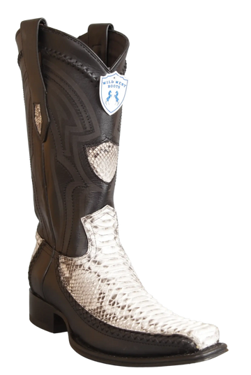 Wild West 277LFI5749 Men's Natural Black Genuine Python/Deer European Square Toe Cowboy Boots