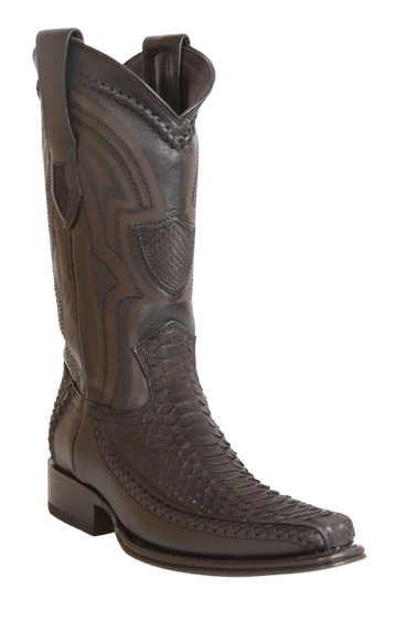 Wild West 277LFIN5705 Men's Nubuck Black Genuine Python/Deer European Square Toe Cowboy Boots