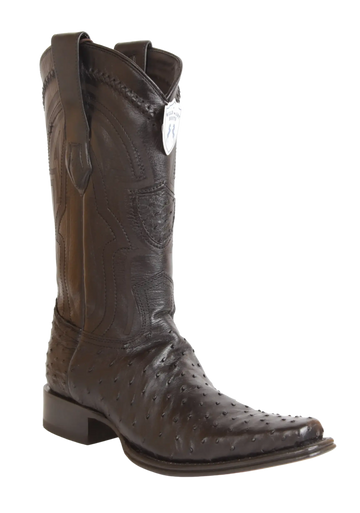 Wild West 277LI0305 Men's Black Genuine Ostrich European Square Toe Cowboy Boots