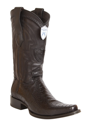Wild West 277LI0505 Men's Black Genuine Ostrich Leg European Square Toe Cowboy Boots