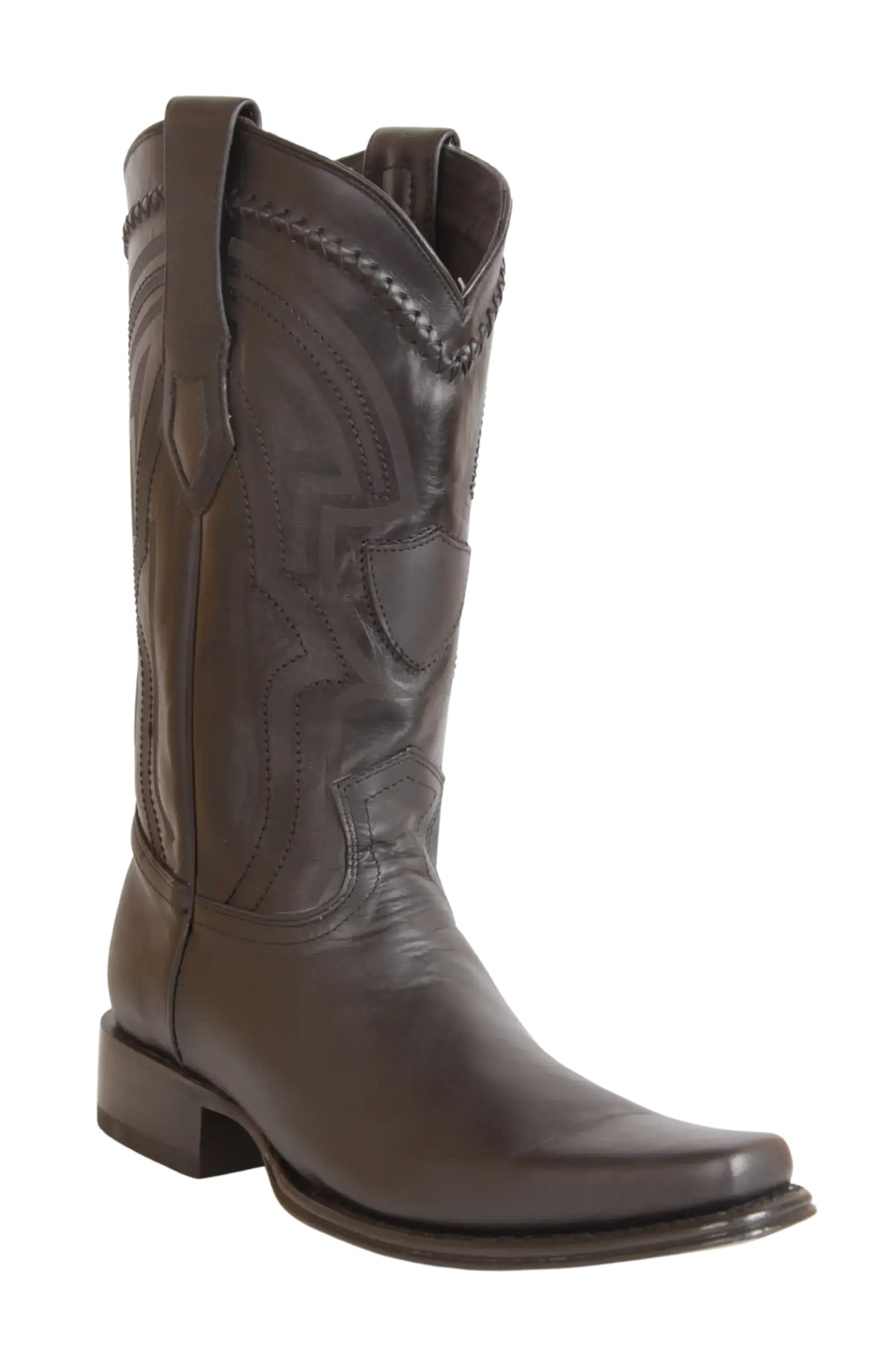 Wild West 277LI2605 Men's Black Genuine Leather European Square Toe Cowboy Boots