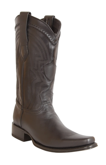 Wild West 277LI2605 Men's Black Genuine Leather European Square Toe Cowboy Boots