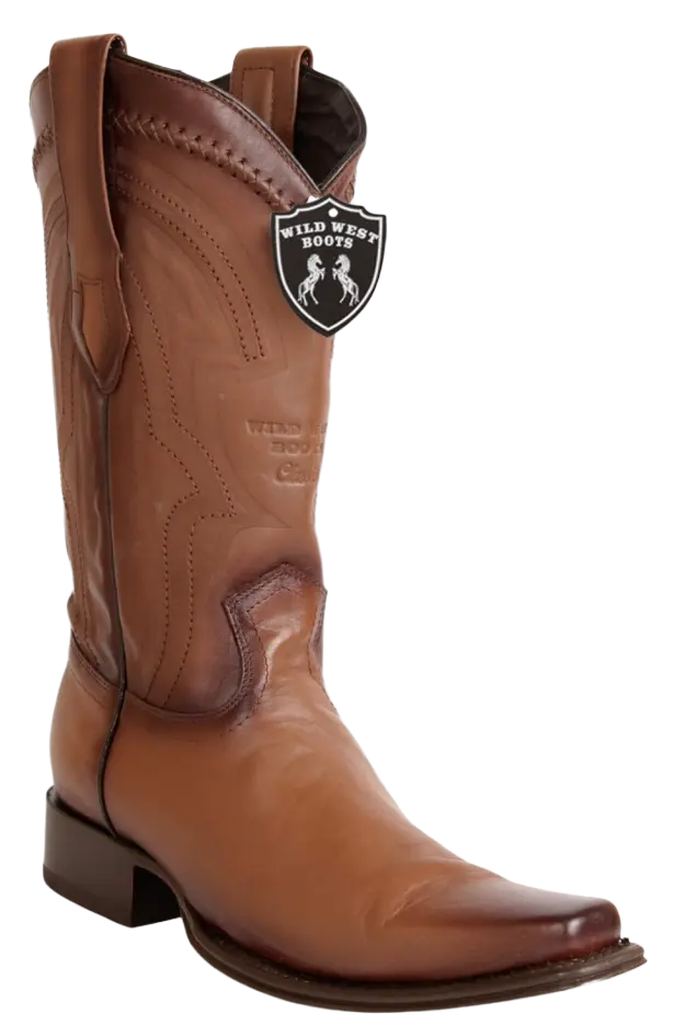 Wild West 277LI2680 Men's Faded Honey Genuine Leather European Square Toe Cowboy Boots