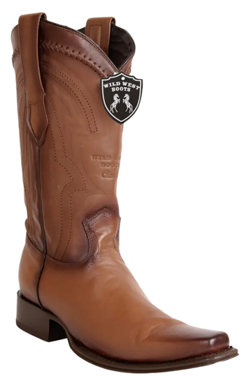 Wild West 277LI2680 Men's Faded Honey Genuine Leather European Square Toe Cowboy Boots