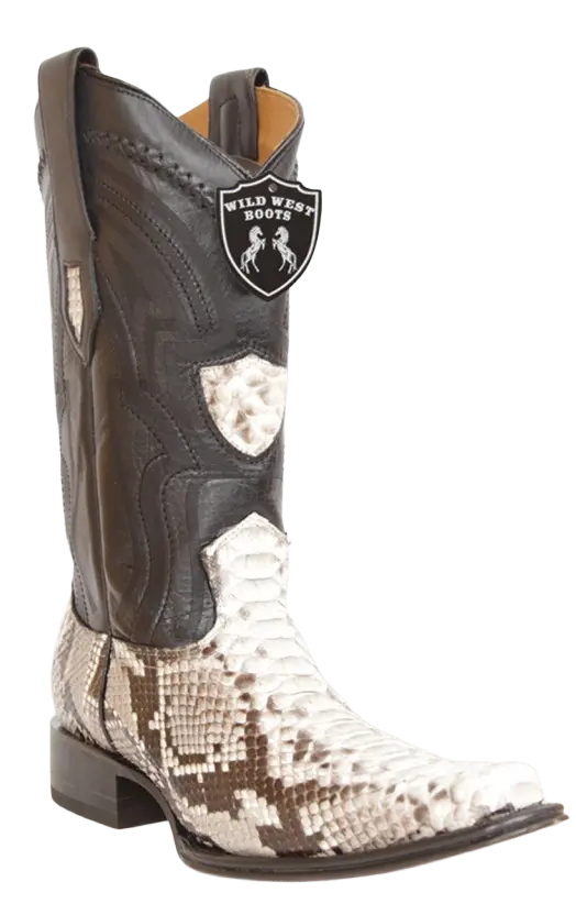 Wild West 277LI5749 Men's Natural Genuine Python European Square Toe Cowboy Boots