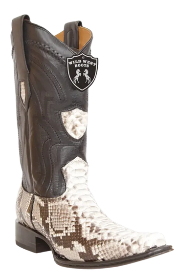 Wild West 277LI5749 Men's Natural Genuine Python European Square Toe Cowboy Boots