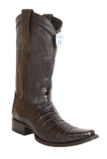 Wild West 277LI8205 Men's Black Genuine Caiman Crocodile Belly European Square Toe Cowboy Boots