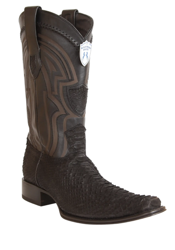 Wild West 277LIN5705 Men's Nubuck Black Genuine Python European Square Toe Cowboy Boots