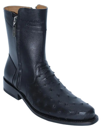 Wild West 278B20305 Women's Black Genuine Ostrich Low Shaft Round Toe Boots Suit Essence