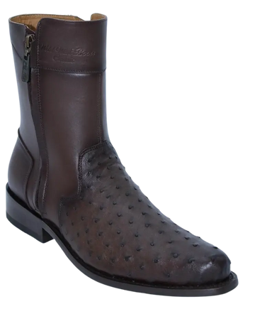 Wild West 278B20316 Women's Faded Brown Genuine Ostrich Low Shaft Round Toe Boots Suit Essence