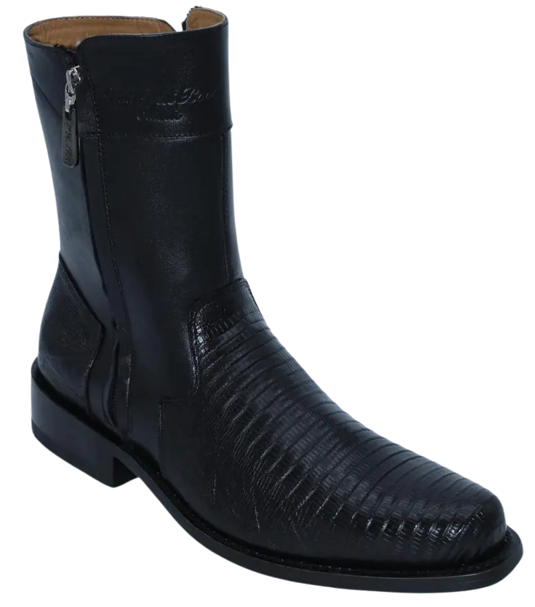 Wild West 278B20705 Women's Black Genuine Teju Lizard Low Shaft Round Toe Boots Suit Essence