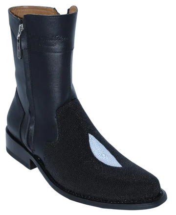 Wild West 278B21205 Women's Black Genuine Single Stone Stingray Low Shaft Round Toe Boots Suit Essence
