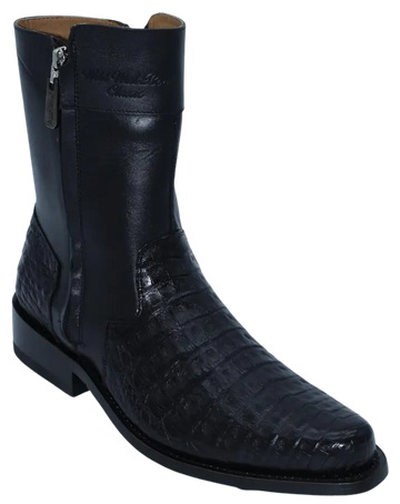 Wild West 278B28205 Women's Black Genuine Caiman Crocodile Belly Low Shaft Round Toe Boots Suit Essence