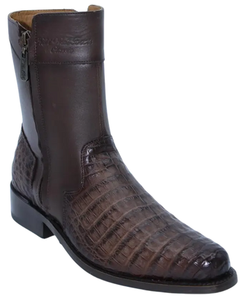 Wild West 278B28216 Women's Faded Brown Genuine Caiman Crocodile Belly Low Shaft Round Toe Boots Suit Essence