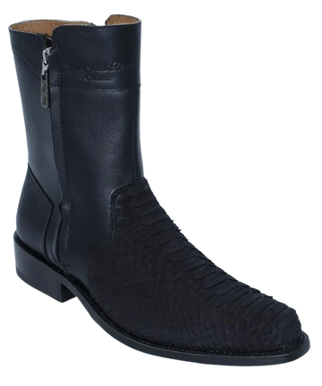Wild West 278B2N5705 Women's Nubuck Black Genuine Python Low Shaft Round Toe Boots Suit Essence